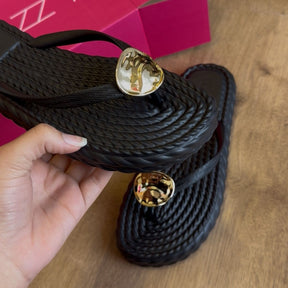 Rasteira Arezzo Detalhe Dourado Z191550006