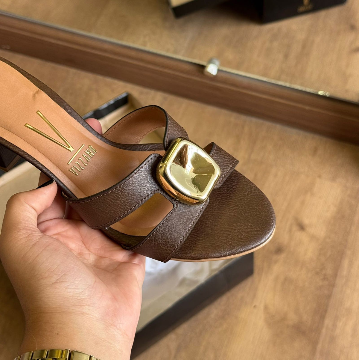 Salto Vizzano Salto Bloco Detalhe Quadrado Dourado 6291.1187