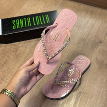 Sandália Santa Lolla Flip Flop Corrente Dourada 0106.0D67