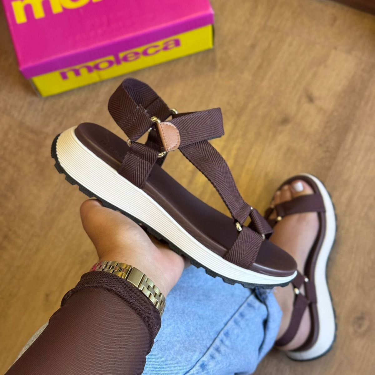 Sandália Moleca Plataforma Tiras Grossas 5537.102