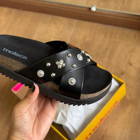 Sandália Papete Moleca em X Pedrarias 5500.112