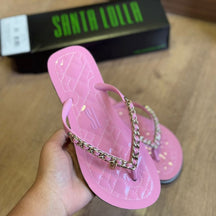 Sandália Santa Lolla Flip Flop Corrente Dourada 0106.0D67