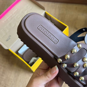 Sandália Moleca Papete com Bolinhas Douradas 5489.121