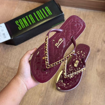 Sandália Santa Lolla Flip Flop Corrente Dourada 0106.0D67