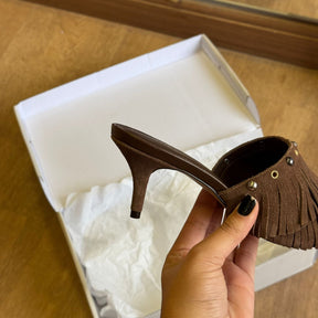 Sandália Arezzo Salto Fino Franjas A137870003