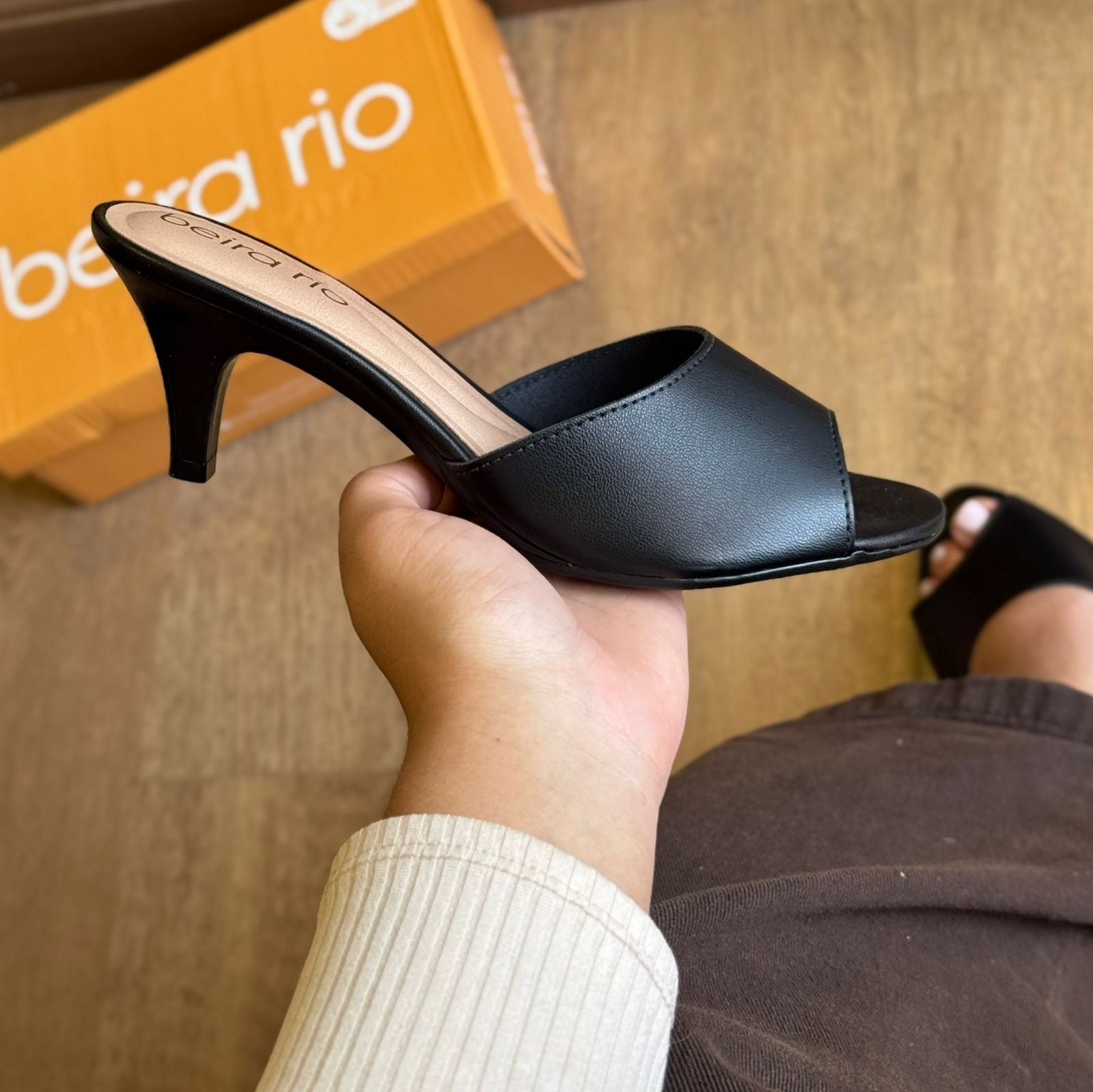 Sandália Mule Beira Rio Salto Fino Baixo 8308.1438