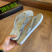 Sandália Santa Lolla Flip Flop Corrente Dourada 0106.0D67