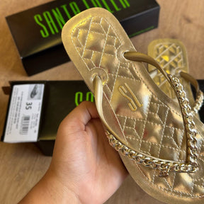 Sandália Santa Lolla Flip Flop Corrente Dourada 0106.0D67