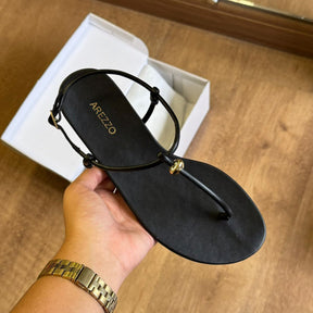 Sandália Arezzo Rasteira Slim Tiras Metal A032740144