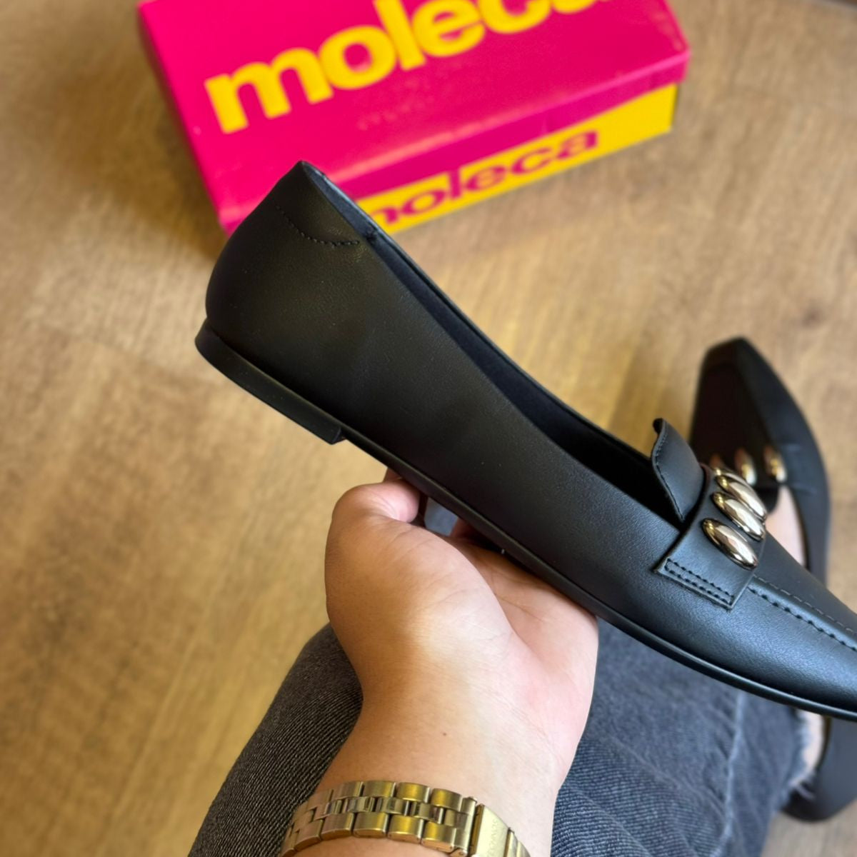 Sapatilha Moleca Pontilhado Dourado 5821.106