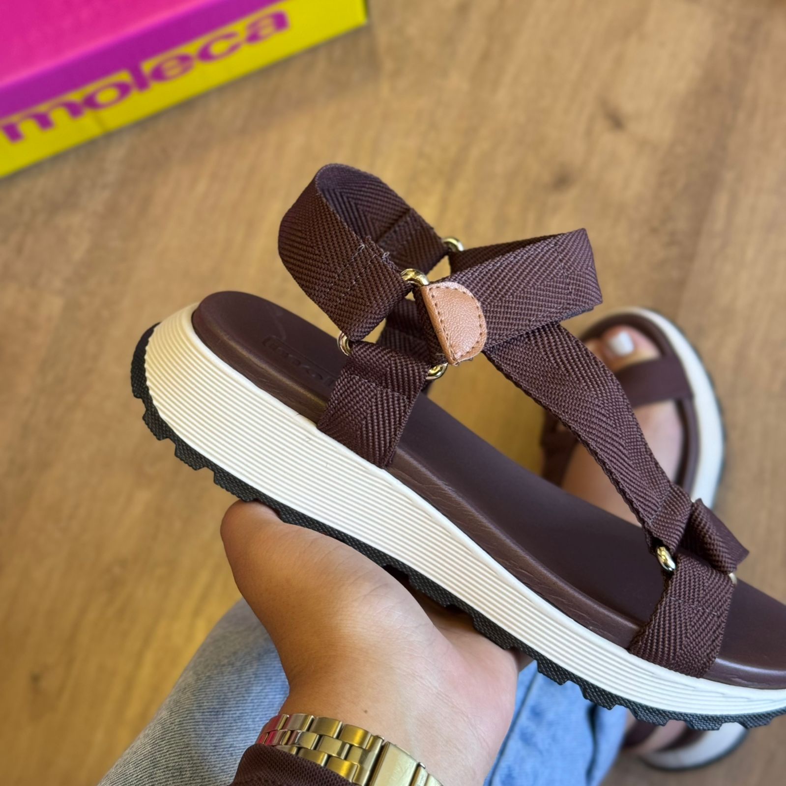 Sandália Moleca Plataforma Tiras Grossas 5537.102