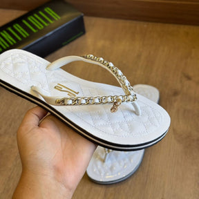 Sandália Santa Lolla Flip Flop Corrente Dourada 0106.0D67