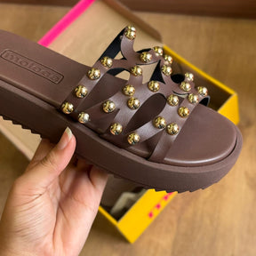 Sandália Moleca Papete com Bolinhas Douradas 5489.121