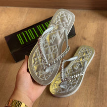 Sandália Santa Lolla Flip Flop Corrente Dourada 0106.0D67