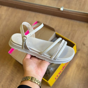 Sandália Moleca Casual Fita Prateada 5490.120