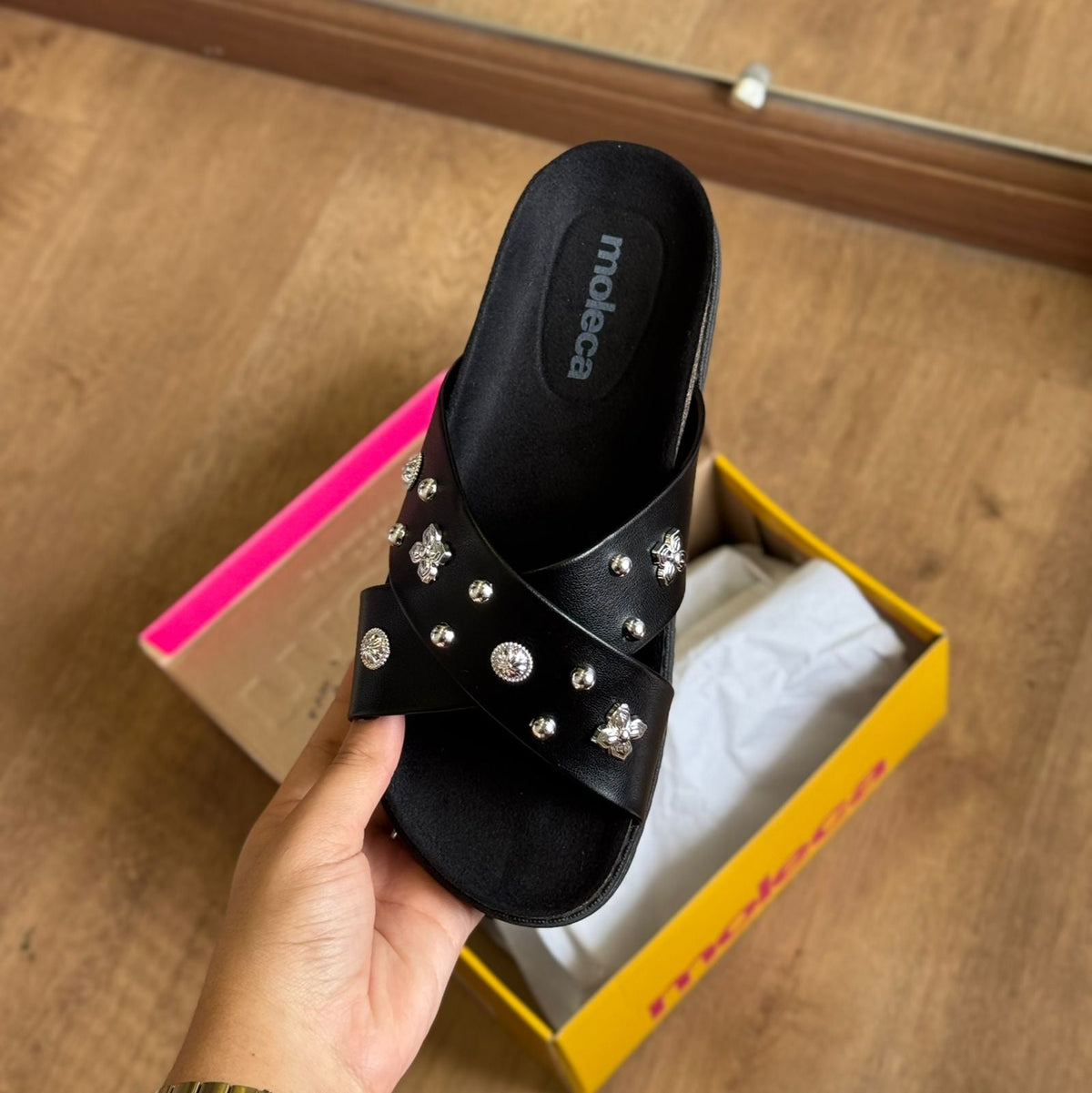 Sandália Papete Moleca em X Pedrarias 5500.112