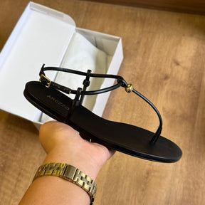 Sandália Arezzo Rasteira Slim Tiras Metal A032740144