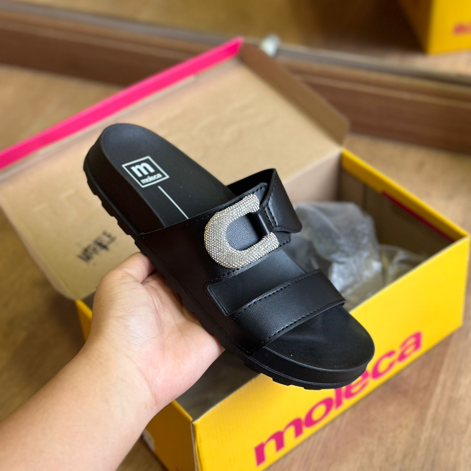 Sandália Moleca Slide Detalhe Brilhoso 5436.433