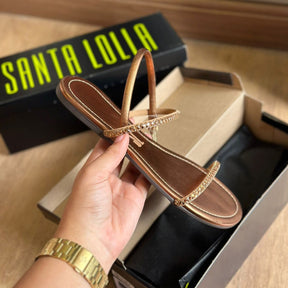 Sandália Santa Lolla Rasteira Metalizada 06AF.411E
