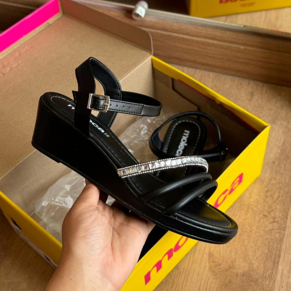 Sandália Tamanco Moleca Tira Brilhosa Anabela 5512.106