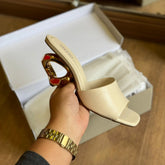 Mule Arezzo Couro Salto Geométrico A130780002