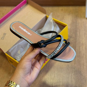 Sandália Moleca Metalizada Tiras Brilhosas 5435.547