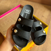 Sandália Moleca Slide Detalhe Dourado 5436.434