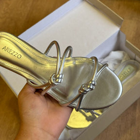 Rasteira Arezzo Bico Redondo Tiras Nós A044850666