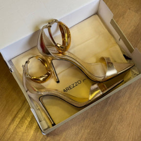 Sandália Arezzo Couro Salto Fino Metal Silvia Brazz A129770033