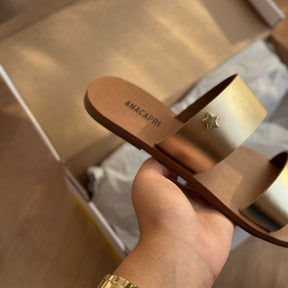 Sandália Ana Capri Rasteira Tira Dupla Couro C300140415