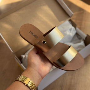 Sandália Ana Capri Rasteira Tira Dupla Couro C300140415