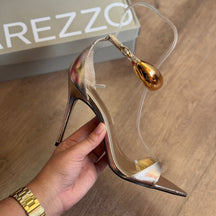 Sandália Arezzo Couro Salto Fino Metal Silvia Brazz A129770033