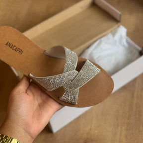 Rasteira Ana Capri Tira Entrelaçada Glitter C300140231