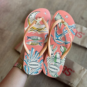 Havaianas Slim Super Fresh + Pin Tartaruga e Estrela do Mar