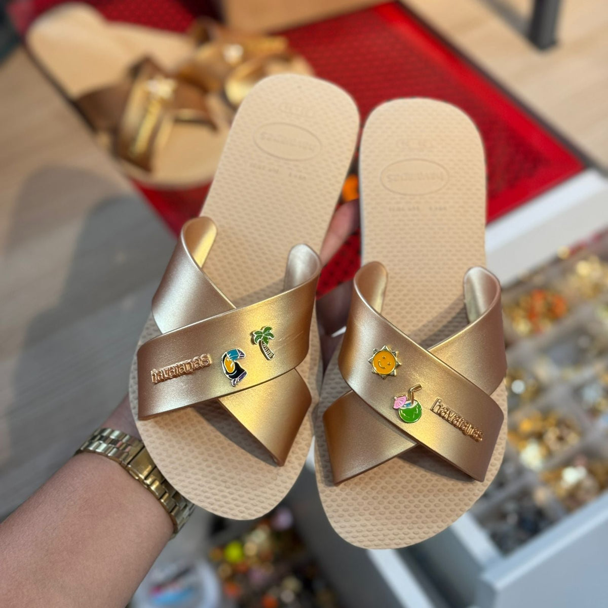 Havaianas Rasteirinha Aqua Metallic + Combinações de Pins