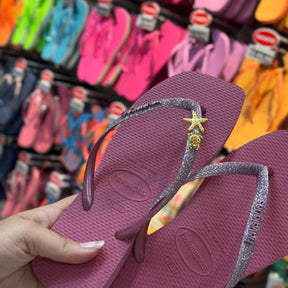 Havaianas Slim Square Glitter + Pin Estrela e Tartaruga (GRÁTIS)
