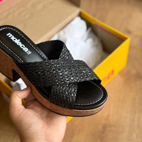 Sandália Moleca Tamanco Cruzado Efeito Palha 5549.104