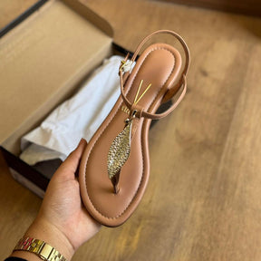 Rasteira Vizzano Detalhe Dourado de Folha 6371.374