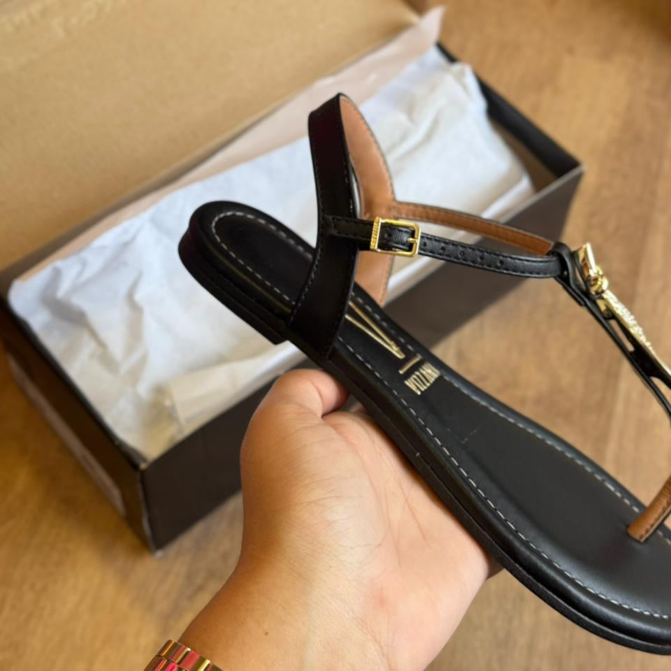 Rasteira Vizzano Detalhe Dourado de Folha 6371.374