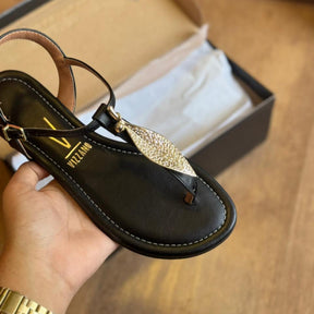 Rasteira Vizzano Detalhe Dourado de Folha 6371.374