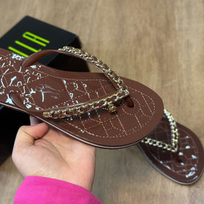 Sandália Santa Lolla Flip Flop Corrente Dourada 0106.0D67