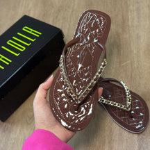 Sandália Santa Lolla Flip Flop Corrente Dourada 0106.0D67