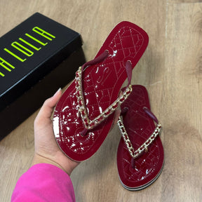 Sandália Santa Lolla Flip Flop Corrente Dourada 0106.0D67