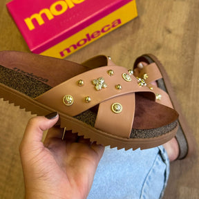 Sandália Papete Moleca em X Pedrarias 5500.112