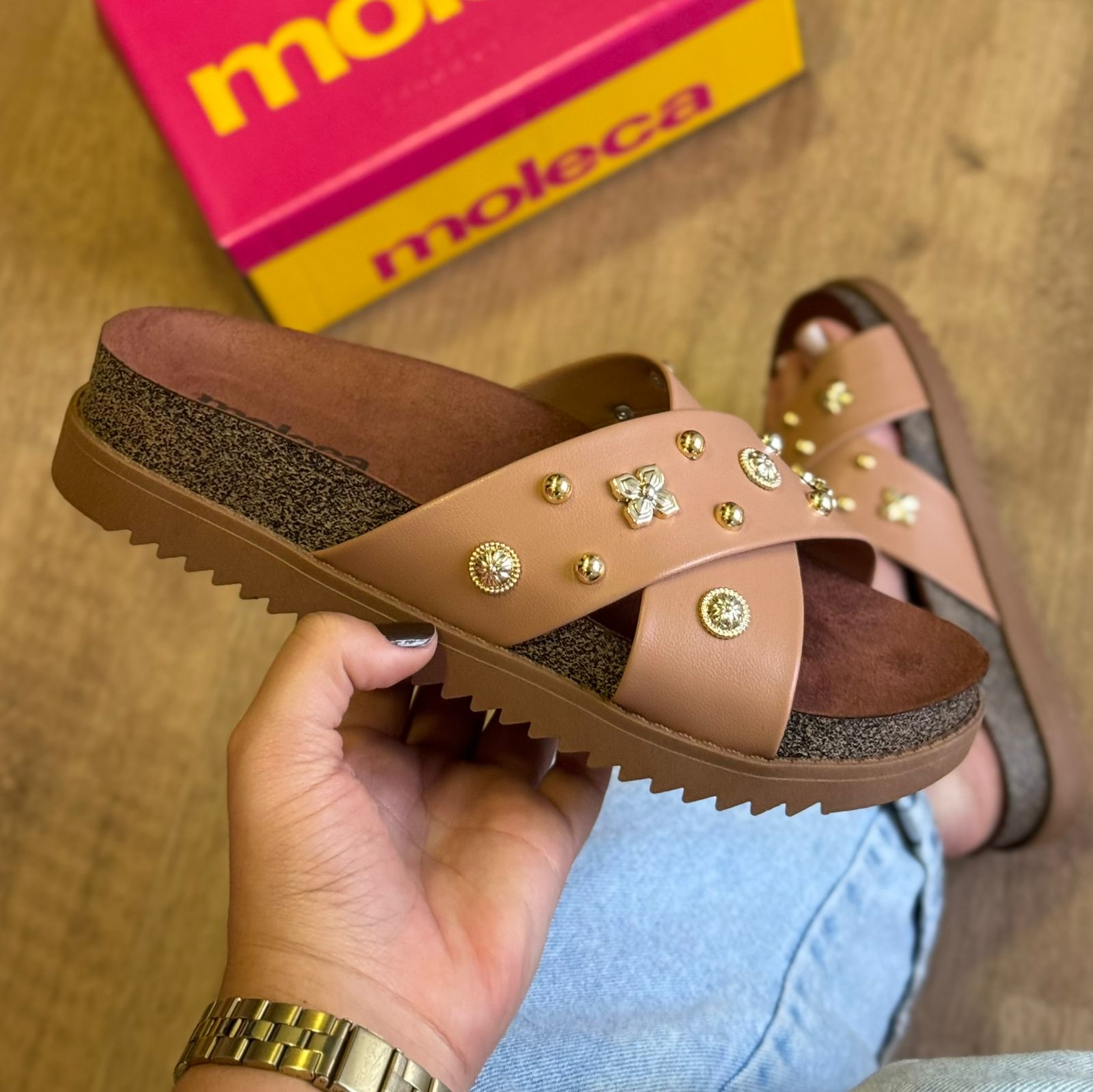 Sandália Papete Moleca em X Pedrarias 5500.112