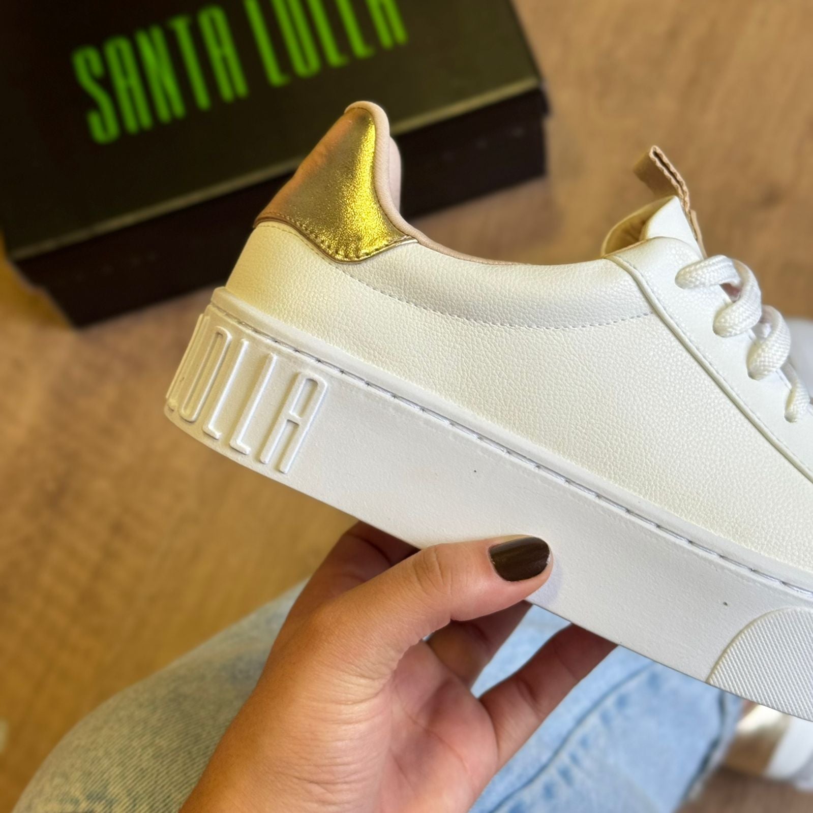 Tênis Santa Lolla Flatform Lolla Sport Com Detalhes Em Verde 038F.292E