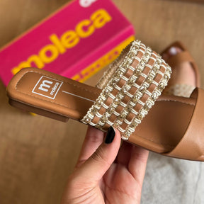 Sandália Rasteira Moleca Brilho Dourado 5462.146