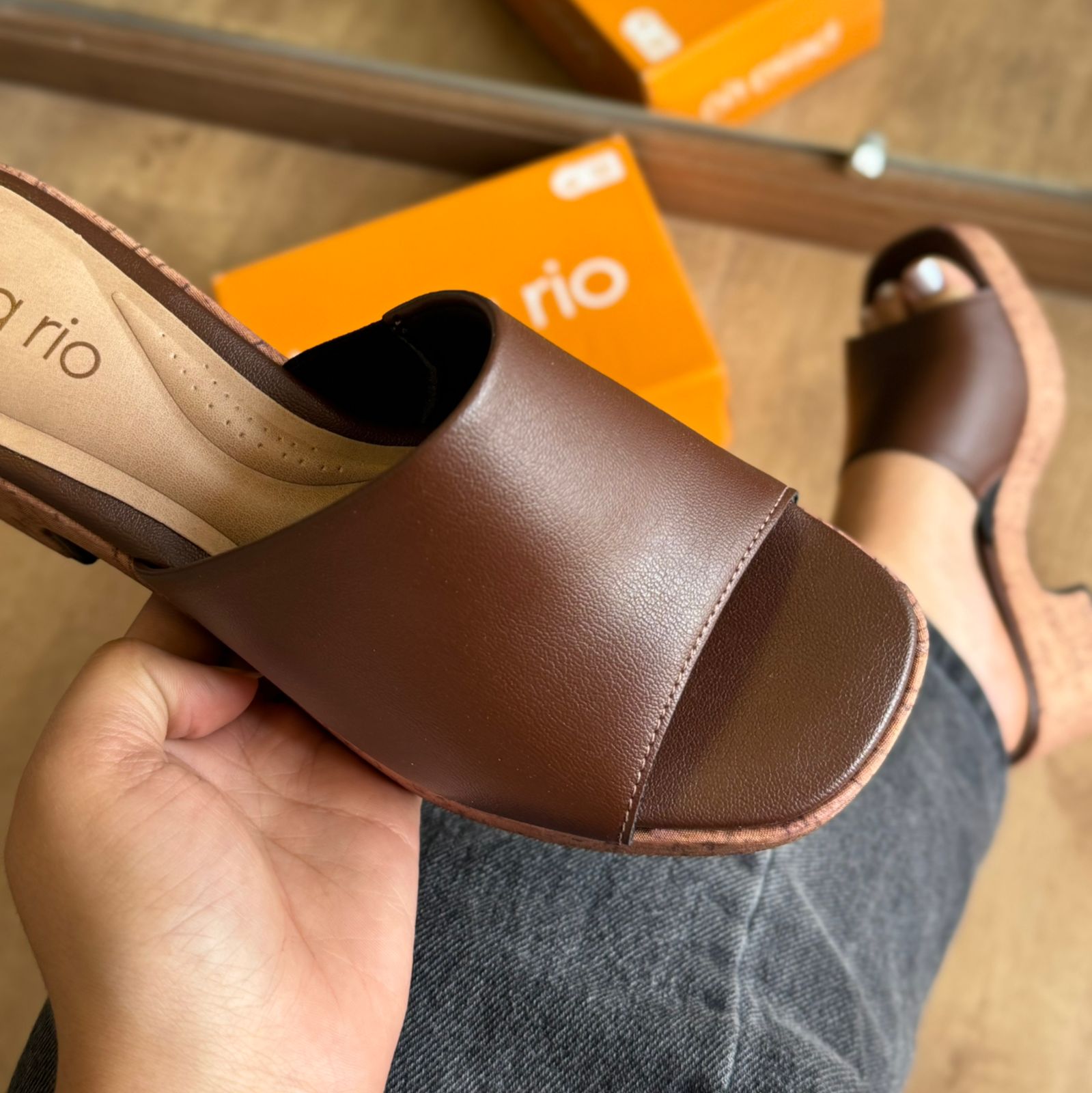 Sandália Beira Rio Salto Bloco Slide 8517.108