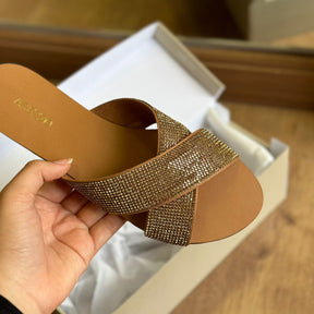 Rasteira Arezzo Minimal Cross Glam A101760103