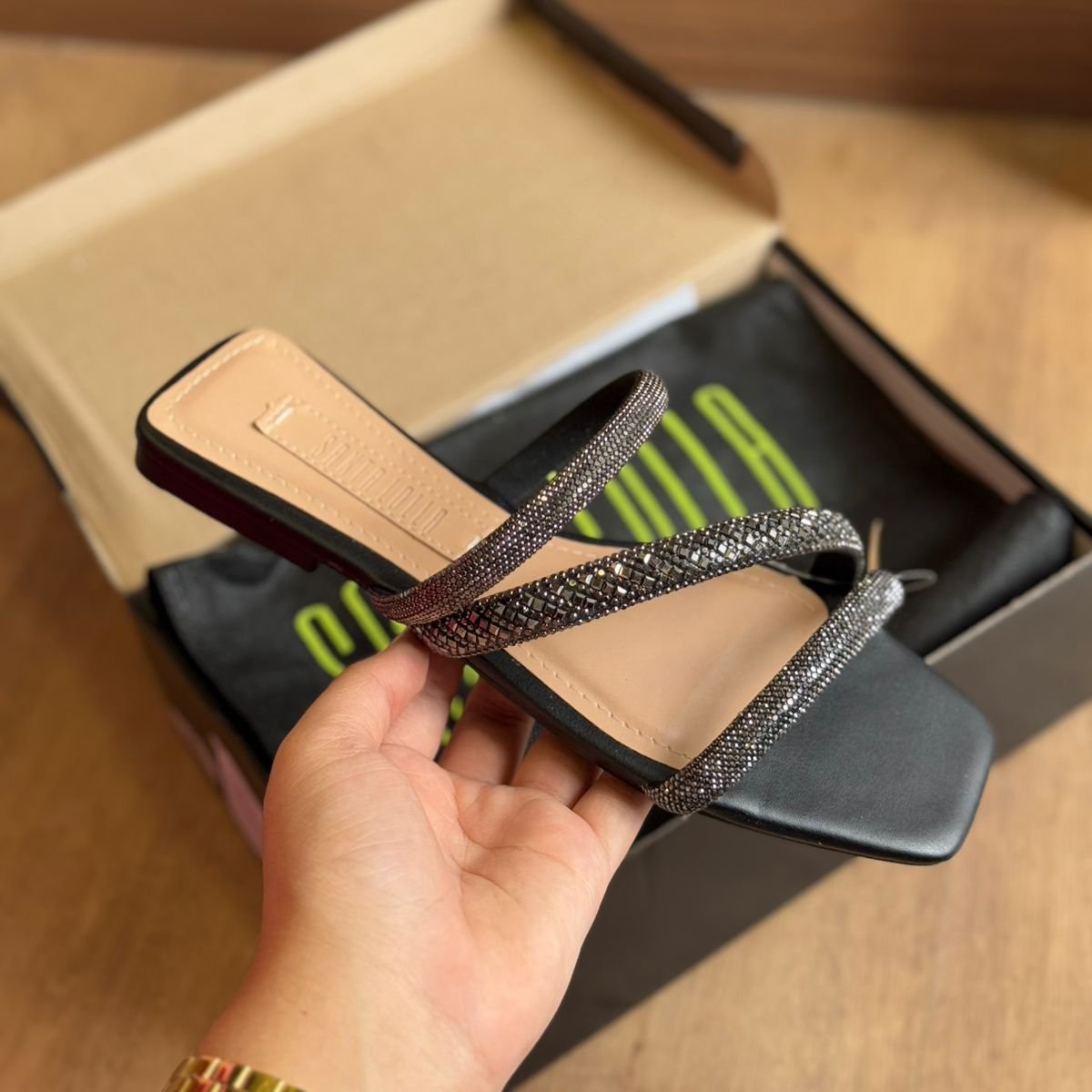 Rasteira Santa Lolla Shiny Metalizado Soft 0775.4CBD.0339